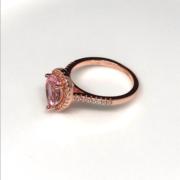 NEW 🌸 Rose Gold over Sterling Pink Pear cut Ring - Picture 7 of 7